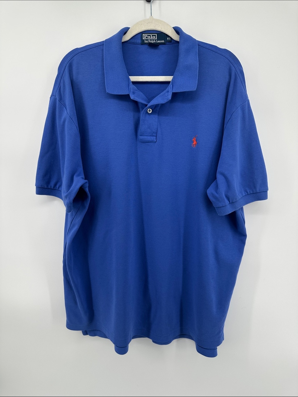 Polo by Ralph Lauren VTG 90s Classic Preppy Old Money Royal Blue Short Polo SzXL